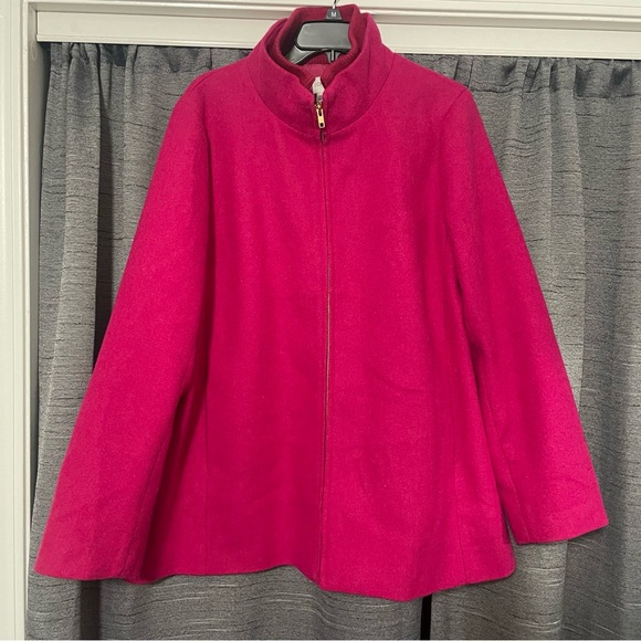 J. Crew Factory Wool Village Coat Barbie Pink Zip Up Jacket Plus Size 20 - Picture 3 of 10